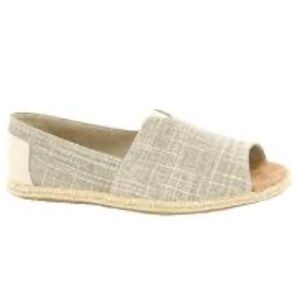 Toms Open Toe Alpargatas Slip-On Natural Metallic Linen